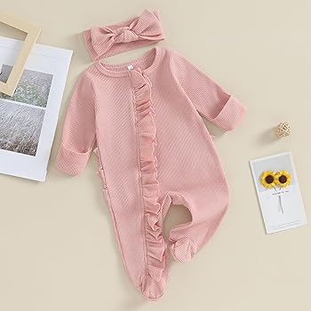 【☺︎】Romper suit with frill Amazon.com: Newborn Baby Boy Girl Footie Romper Jumpsuit